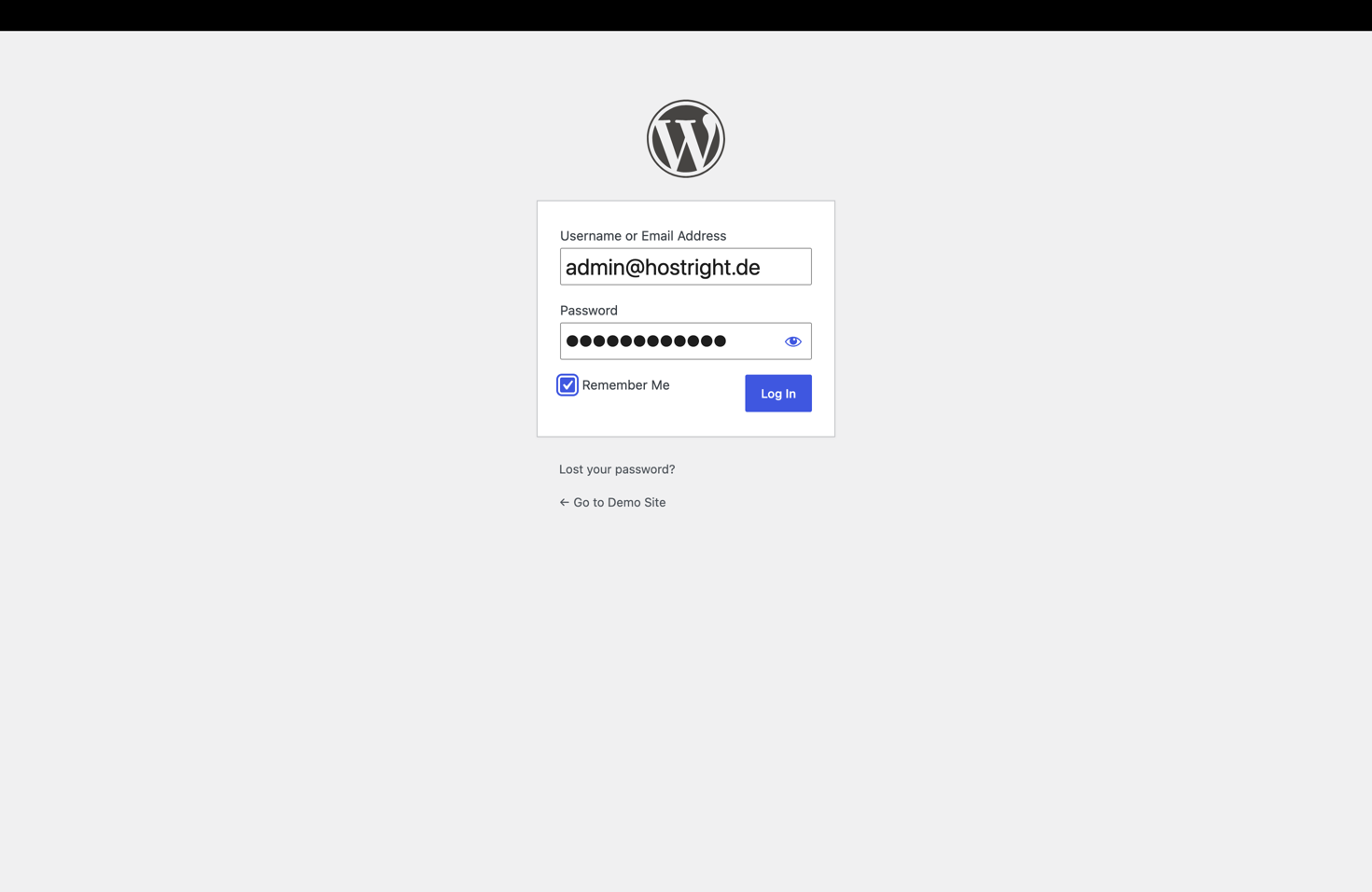 WordPress login screen