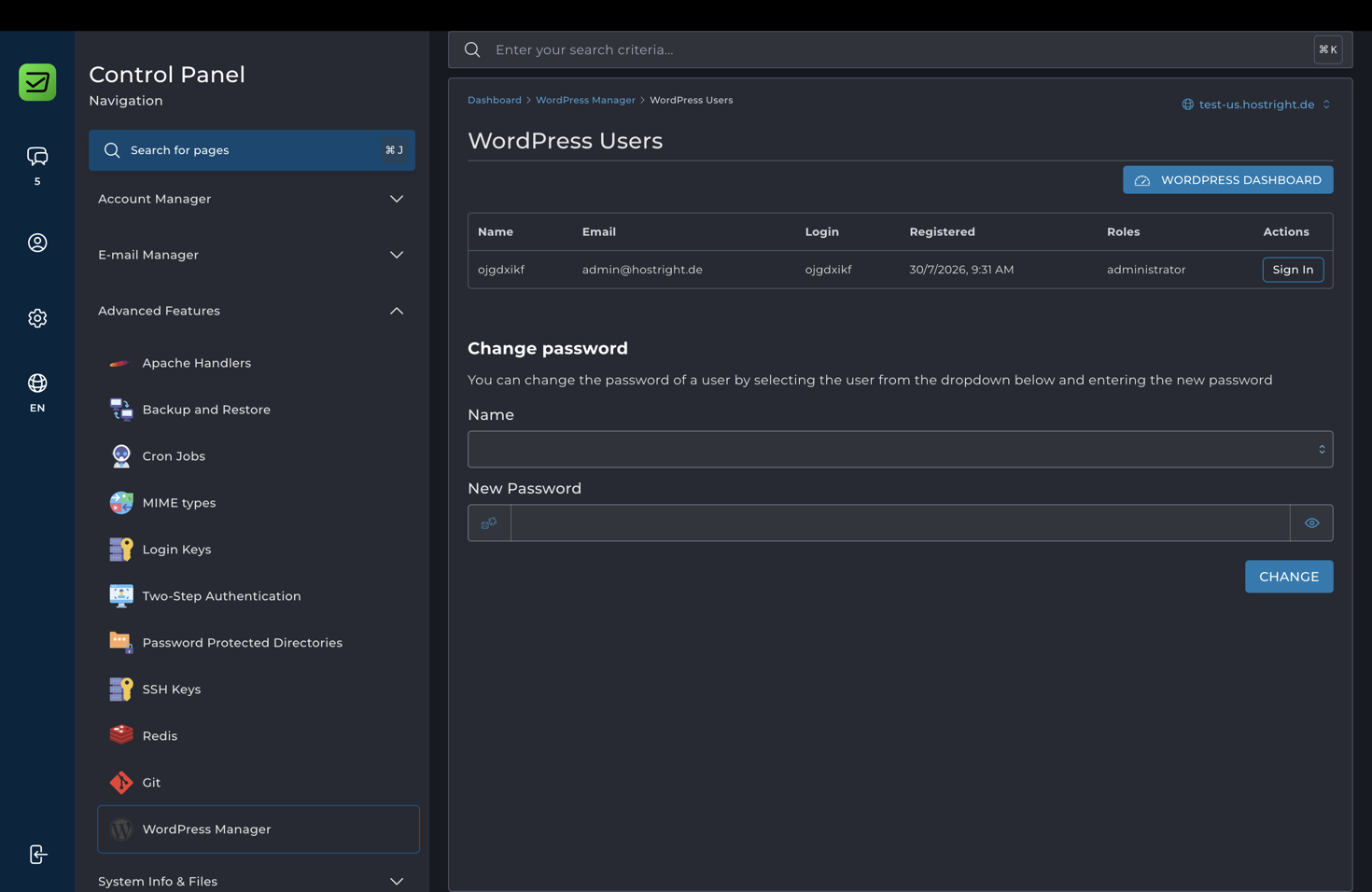 Manage WordPress users