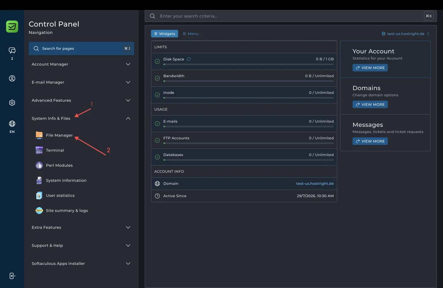 File manager access route
